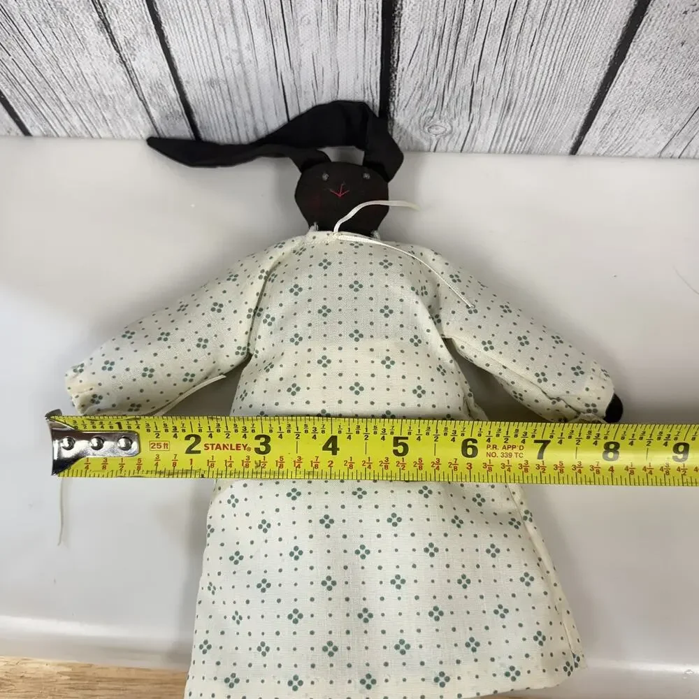 Vintage Primitive Handmade Folk Art Rabbit Bunny Country Cloth Doll 10”